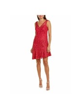 ADRIANNA PAPELL Womens Pink Lined Sleeveless Short Fit + Flare Dress 4