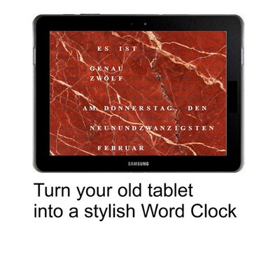 Wortuhr Deutsch | German Word Clock | iPad Tablet | No App | #de-st16--ja