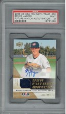 PSA 9 Bryce Harper 2009 UD National Team #30 Future Watch Auto Patch Rookie Card