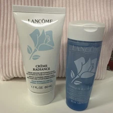 set of Lancome Creme Radiance Clarifying Cream to Foam Cleanser + Tonique Travel
