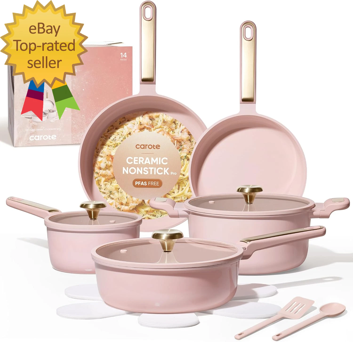 Ceramic Cookware Set Nonstick 14Pcs Pots and Pans Set Nonstick Non-Toxic