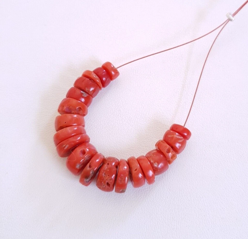 Perline sfuse fatte a mano a forma di bottone vintage naturale rosso... - Immagine 2 di 4