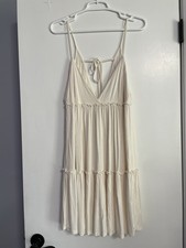 Beige Spaghetti Strap Tiered Midi Dress Forever 21 Size M Soft Material NWOT