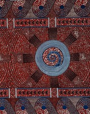 African Print Fabric/ Ankara - Brown, Blue 'Afia Nwotwe,' 1 YARD