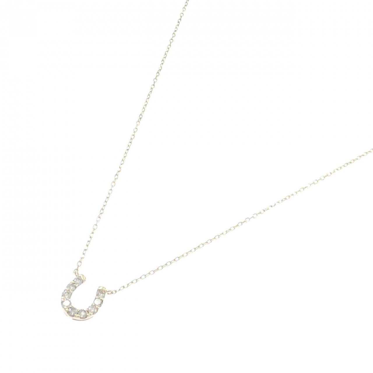 Authentic K10YG Horse Shoe Diamond Necklace 0.20CT  #260-007-955-2028