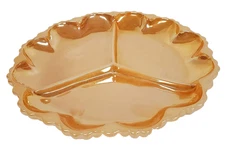 Vintage USA Anchor Hocking Fire King Peach Lustre Divided Relish Tray