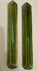 2 Authentic Antique Tiffany Studios Green Iridescent Prisms Chunky READ STUNNING