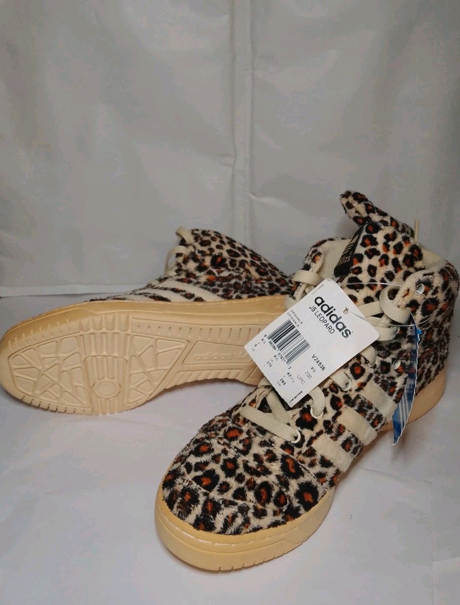 Adidas Jeremy Scott Fuzzy Leopard Print Tail High Top Original 8.5