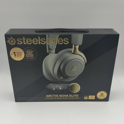 New SteelSeries Arctis Nova Elite Over Ear Gaming Headset Sage & Gold 61663