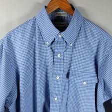     Vtg LL Bean Single Needle Short Sleeve Button Down Size 17 Made In USA