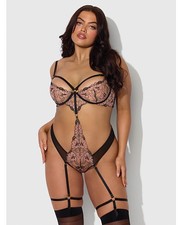 Plus Size Teddy Bodysuit Plus Size Black Nova Lace Teddy wGarters Black 3X4X