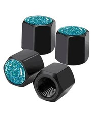 Tire Valve Stem Caps 4 Pack, Car Wheel Stem Caps,Aluminum Air Blue Glitter