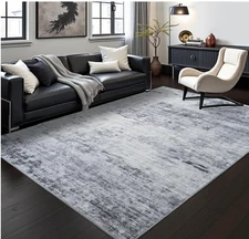 Alfombra moderna gris 120x180 cm lavable, antideslizante y suave para sala o dor