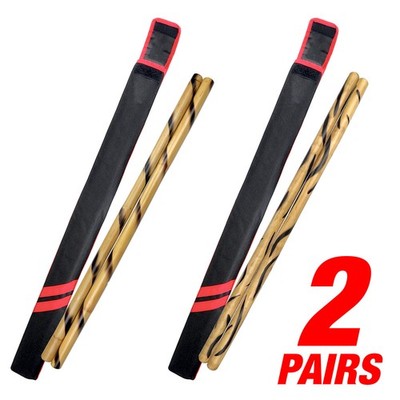 Set of 2 pairs Escrima Sticks Kali Arnis Multi Node Rattan Burnt with Skin