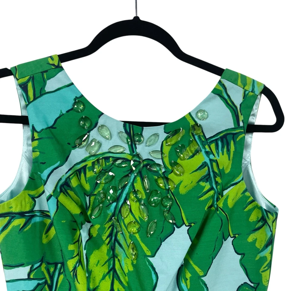 Nuevo con etiquetas Vestido recto Vineyard Vines estampado de hojas de plátano azul cristal verde para mujer 0 Foto 3 de 4