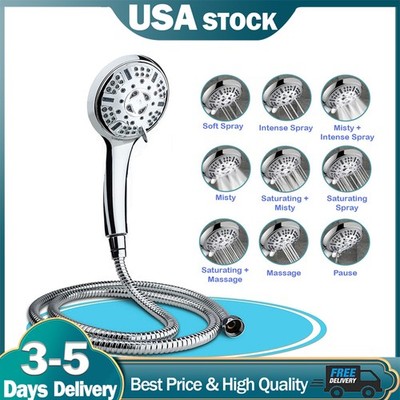 Shower Head 9 Spray Mode Handheld Showerhead High Pressure Hand Shower With Hose