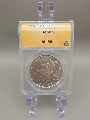 1934-D $1 Peace Silver Dollar ANACS AU 58