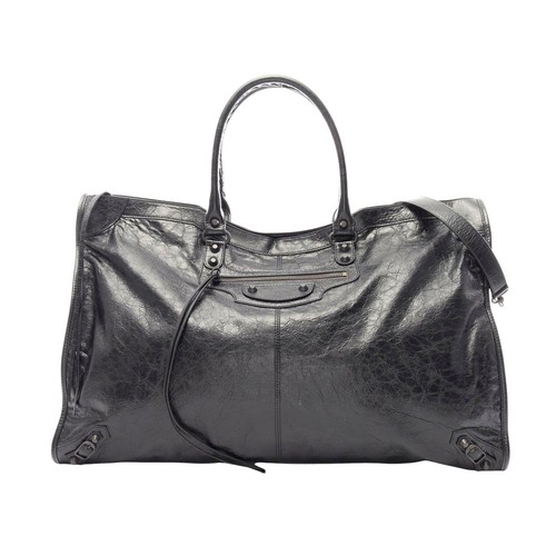 Balenciaga Le City 2Way Leather Boston Bag Women Black One Size