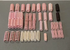 Pink Plastic Hair Curlers/ Rollers Vintage Mixed Lot Snap-On & Pin Curlers