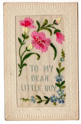 Eine frühe englische Seidenpostkarte von ''To My Dear Little Boy''