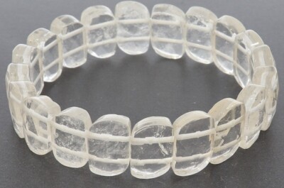  Bergkristall facettiert S-Form Schmuck Stretch Edelstein Armband 15x10mm SAB518