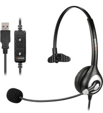  Wantek USB Wired Mono Headset with Noise Canceling Mic and In-Line Controls, UC