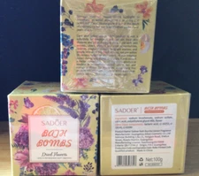 (3) SADOER BATH BOMBS Dried Flowers Lemon Fragrance