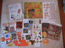 Two Big Lots of HALLOWEEN-themed SCRAPBOOKING PAPER EMBELLISHMENTS