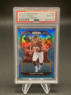 #ad 2020 Panini Prizm Chase Young Light Blue #383 PSA 10 Gem MINT RC POP 15 $36.99