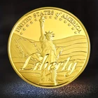 USA Statue Of Liberty Commemorative Medallion, Lucky, Coin, Gold Plated Embossed