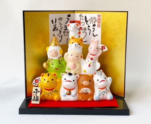 2023 Chinesische Tierkreis Japan Mino Yaki Keramik Figur Neues Jahr Hinten 5.5in - Bild 1 von 9