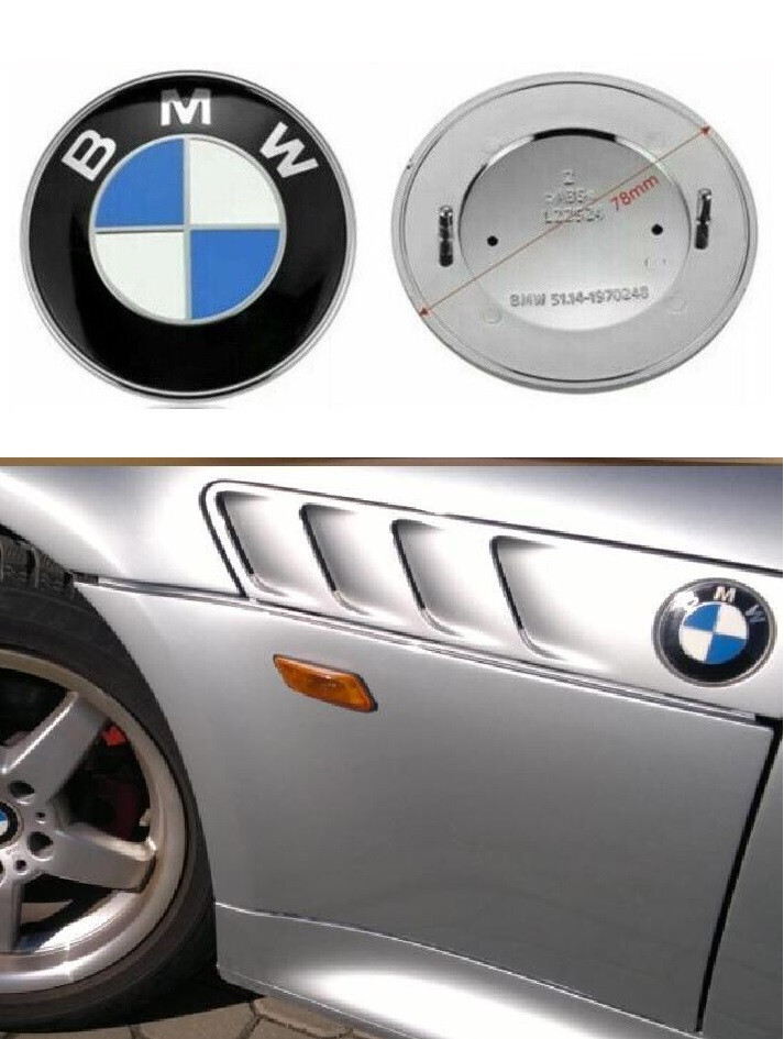 BMW Z3 Side Grill Fender Emblem 78 mm Logo Badge Roundel 51141970248 | eBay