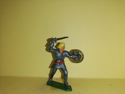 Figurine Starlux Moyen Age - Seigneur Noir Combattant - Ecu Armoirie - Boîte D'origine