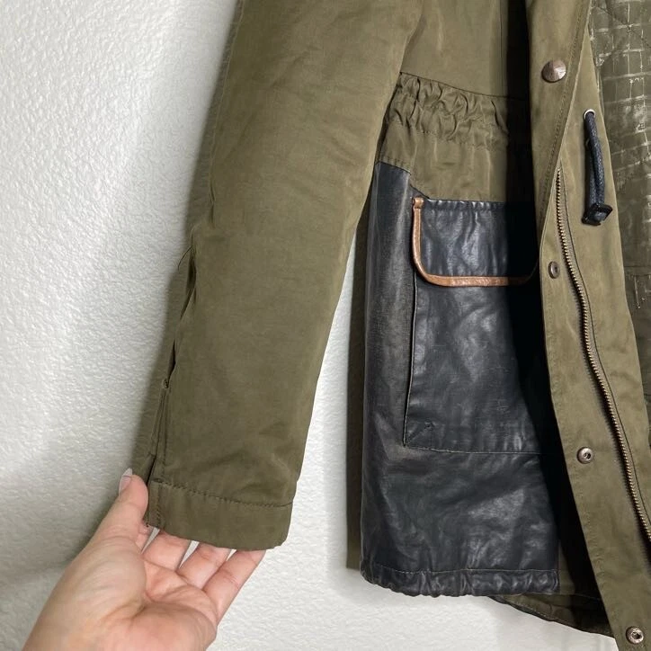 VETEMENTS Sam Edelman Jacket Medium Olive Green Military Utility Full Zip Hide Away Hoodie