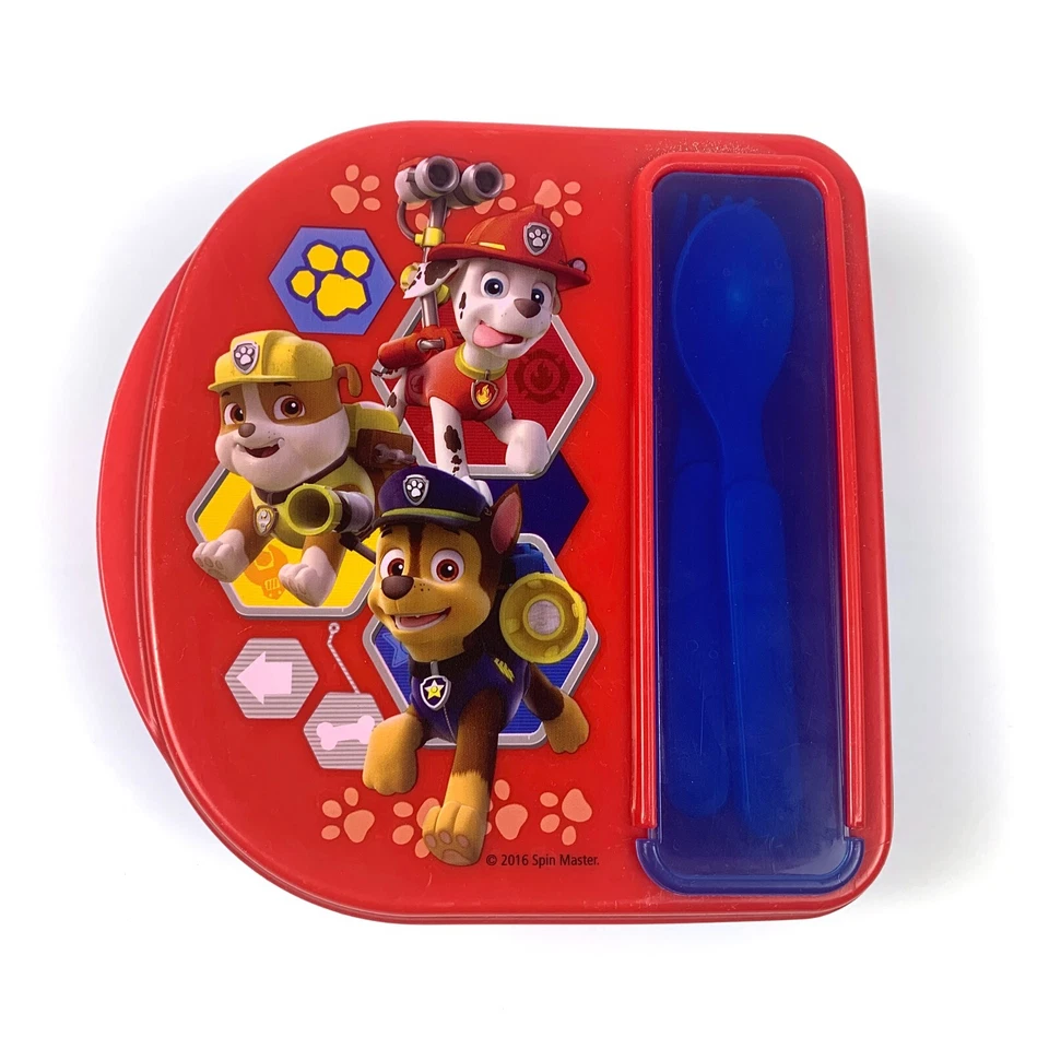ZAK! Designs Paw Patrol Snack Lunch Container Spoon Fork Red Blue Rubble Chase + - Image 4 of 4
