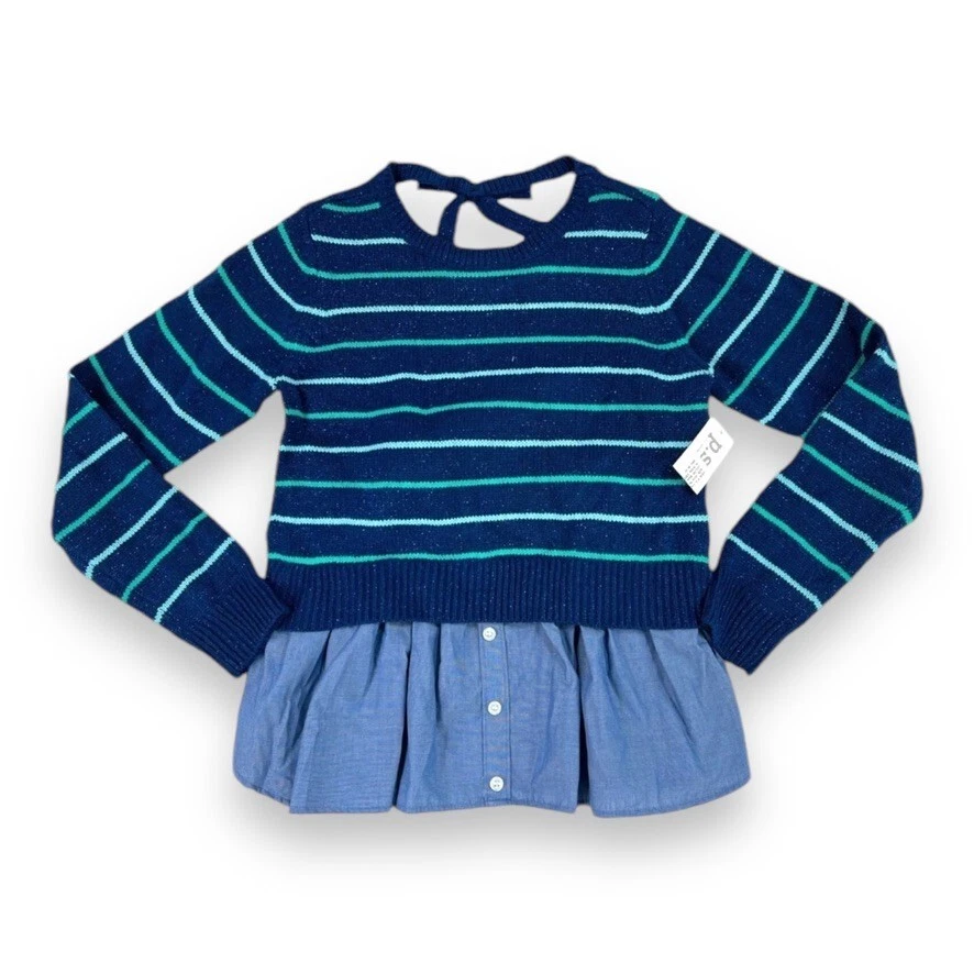 P.S. Aeropostale 2 piezas Brillo Azul Rayas Cola de Camisa Suéter y Gorro NIÑAS 10 Foto 2 de 4