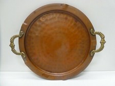 ANTIQUE BRASS & COPPER ART NOUVEAU TRAY HAMMERED FINISH