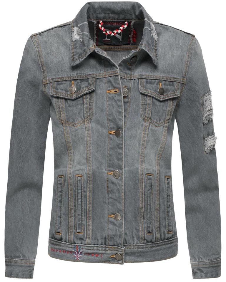 Navahoo Damen Jacke Übergangsjacke  Jeans Frühling Destroyed Jeansjacke Pamuyaa