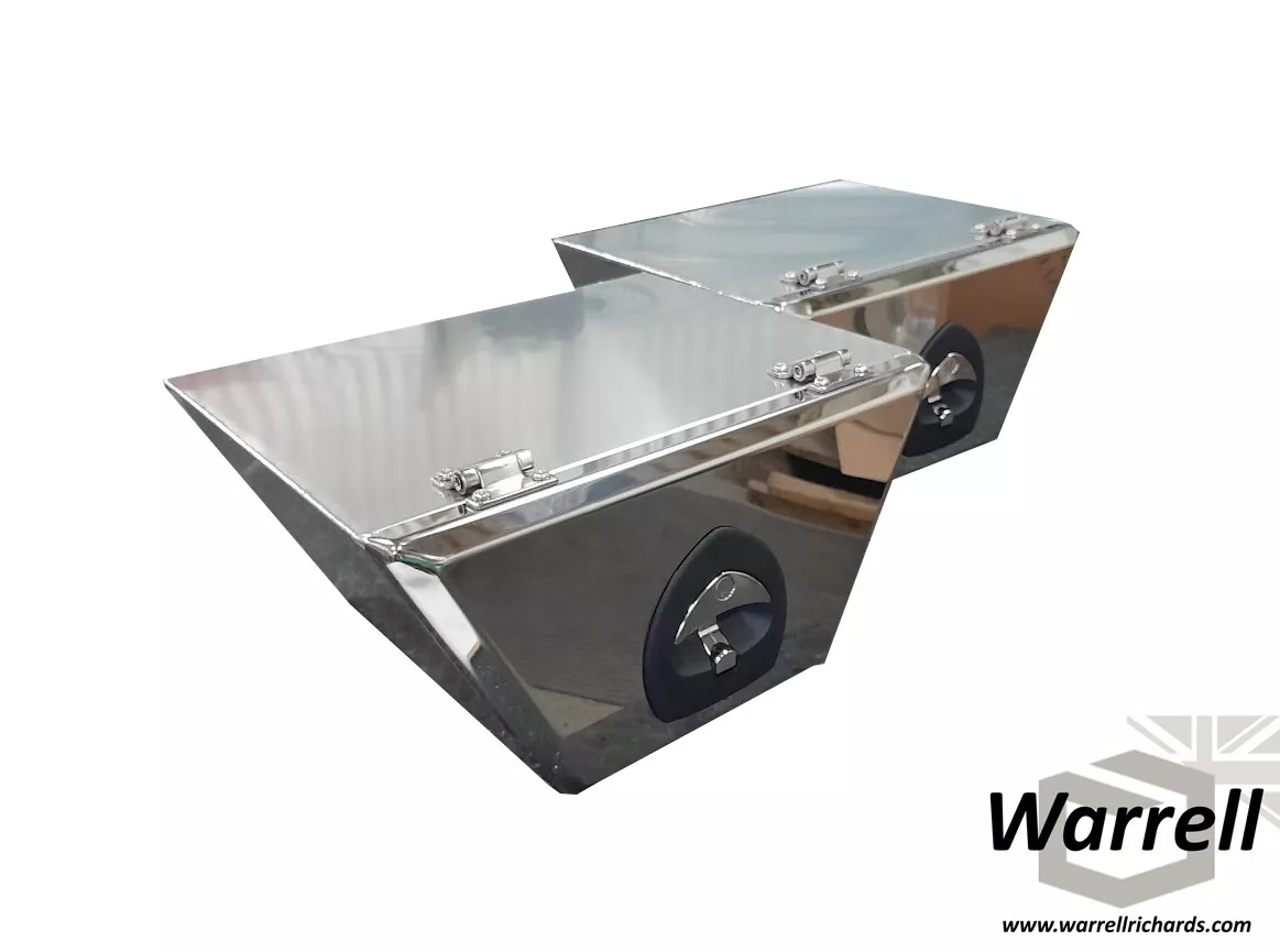 X2 MIRROR POLISHED STAINLESS DOOR WEDGE TRUCK TOOL BOX POD WHEEL