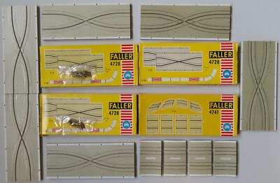 3 x Faller 4728 -- Spurwechsel und 1 x 4741 Buckelpiste, 60er Jahre #DEZ3306