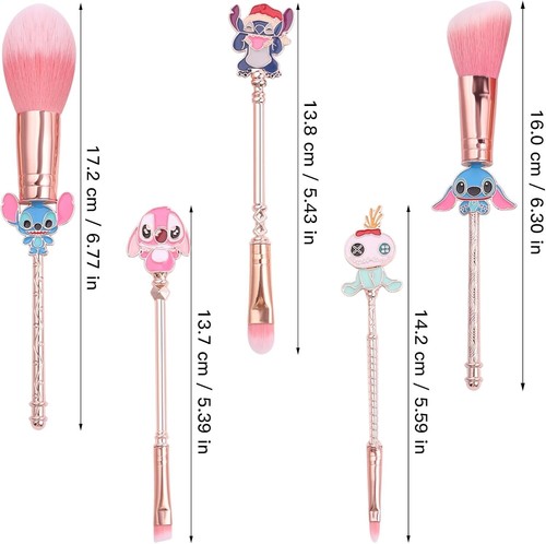 5X Cartoon Lilo and Stitch Cosmetics Brushes Eyebrow Makeup Tool Brush Set + Bag - Picture 6 of 7