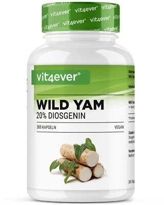 VIT4EVER Wild Yam 365 Kapseln - 880 mg pro Tag - 20% Diosgenin - Keine Zusätze - Vegan