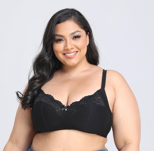 UK Women's Non wire Bra Lace Non Padded Plus Size Full Coverage Minimizer Bras - Picture 11 of 17
