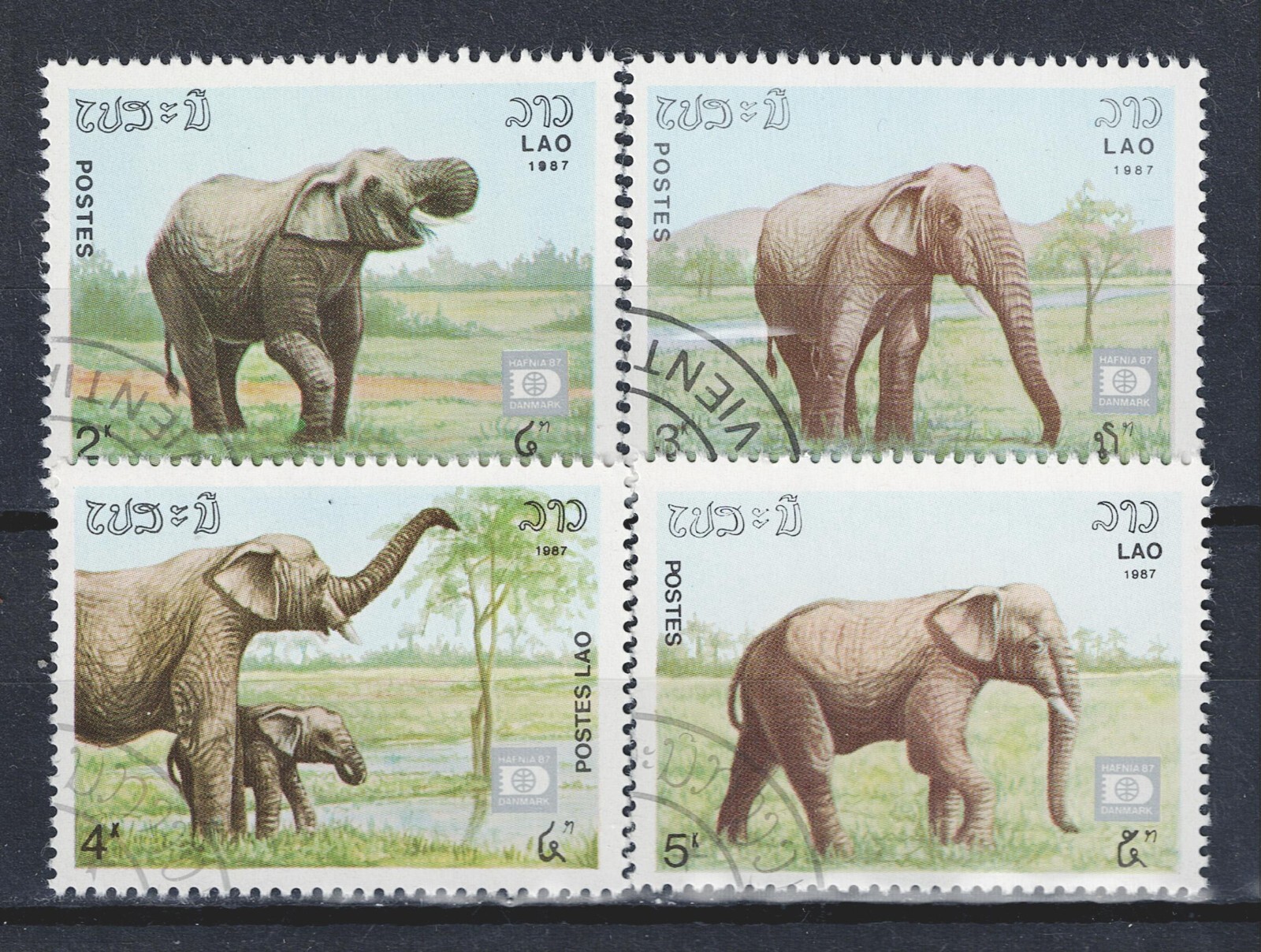 Laos Fauna Wild Animals Elephants set 1987 A-4 | eBay
