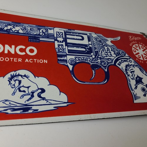 Vintage Bronco Kilgore Toys Schild - Porzellan Werbung Laden Zapfsäule Schild - Bild 6 von 15