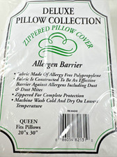 NEW SEALED Allergen Barrier Zippered Pillow Queen 20x30 Machine Washable