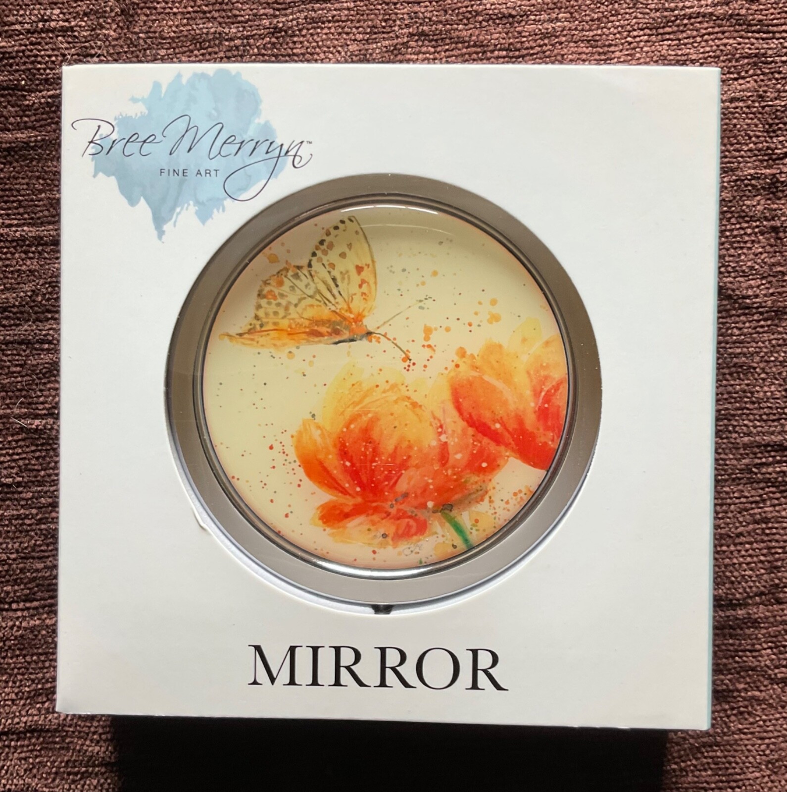 Bree Merryn -  Pocket Compact Handbag Mirror ~ Apricot Dream ~ Butterfly Design