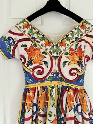 Rare $2,250 Dolce & Gabbana Majolica Floral Leopard Print Cotton