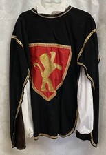 Black Velour Renaissance Tunic, White Shirt,Size L