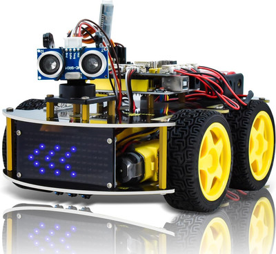 Smart Car Robot,4Wd Programmable DIY Starter Kit for Arduino for Uno R3,Electron